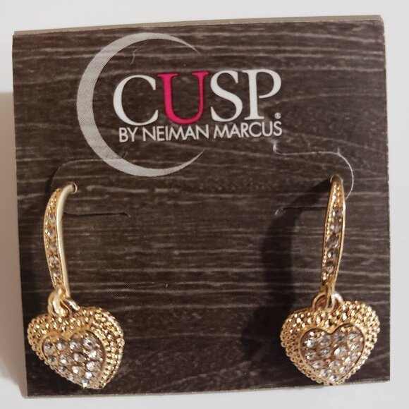 💖 CUSP by Neiman Marcus Gold-Tone Heart Crystal Drop Earrings - Women's Jewelry - Picture 6 of 11